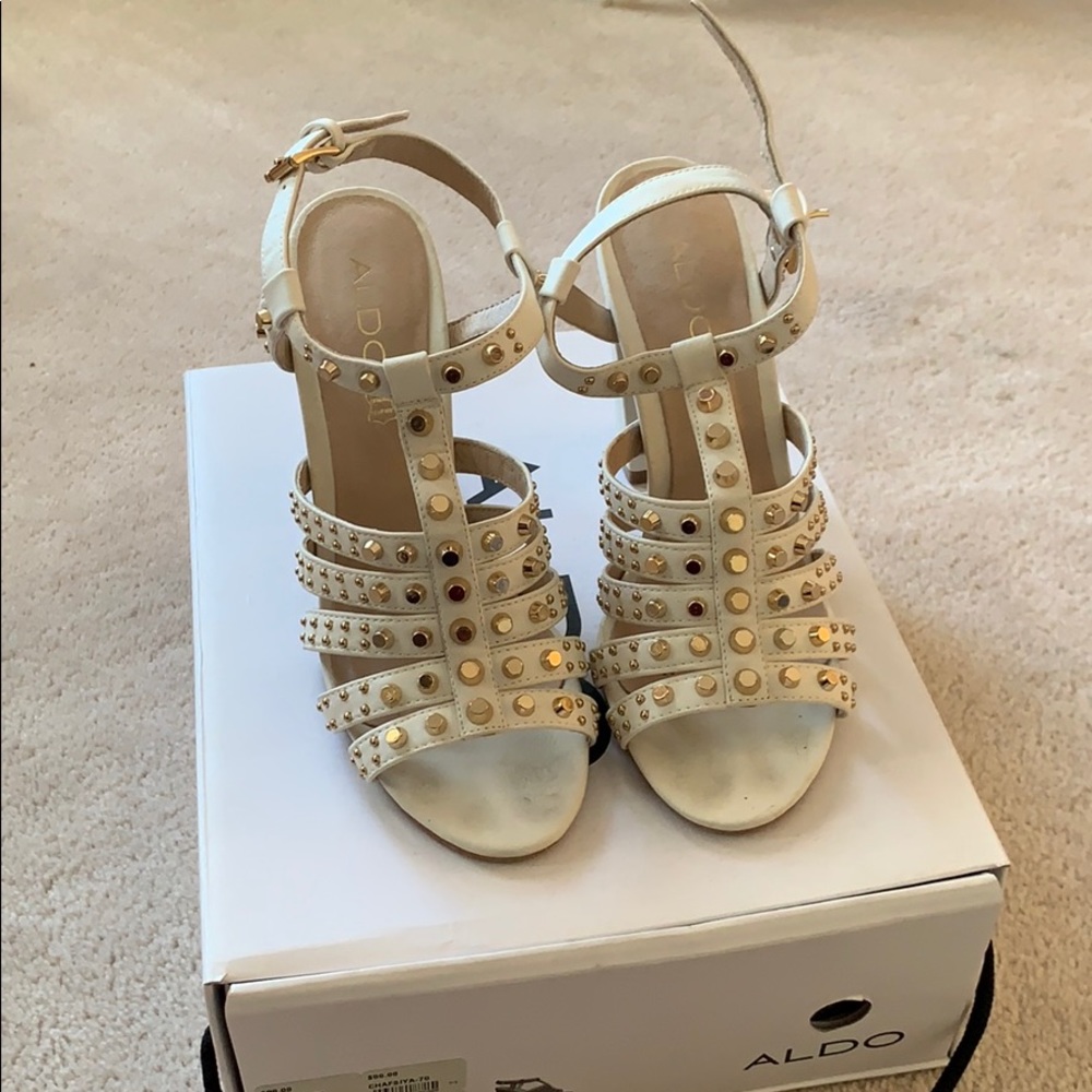 Aldo white sandal heels